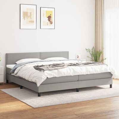 vidaXL Boxspringbett mit Matratze Hellgrau 160x200 cm Stoff