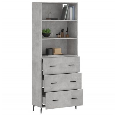 vidaXL Highboard Betongrau 69,5x34x180 cm Holzwerkstoff