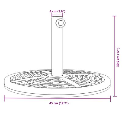 vidaXL Sonnenschirmständer für Ø38/48 mm Mast 12 kg Rund