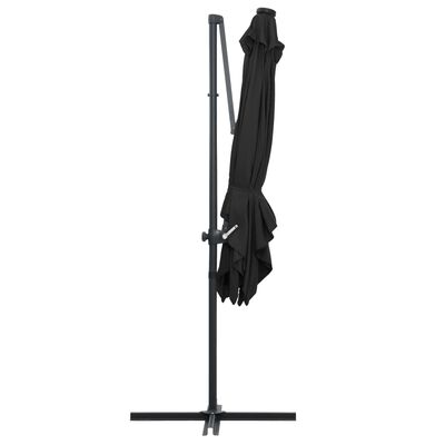 vidaXL Ampelschirm mit LED-Beleuchtung Stahl-Mast 250x250 cm Schwarz