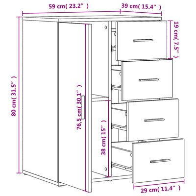 vidaXL Sideboard Weiß 59x39x80 cm Holzwerkstoff