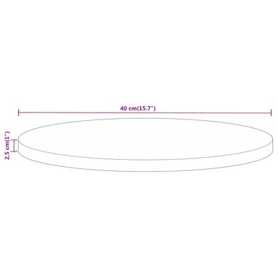 vidaXL Tischplatte Ø 40x2,5 cm Rund Raues Massives Mangoholz