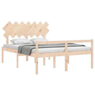 vidaXL Seniorenbett mit Kopfteil Kingsize Massivholz