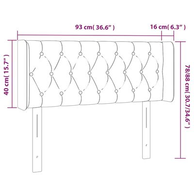 vidaXL LED Kopfteil Hellgrau 93x16x78/88 cm Samt