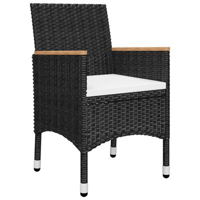 vidaXL 3-tlg. Bistro-Set Poly Rattan und Akazienholz Schwarz