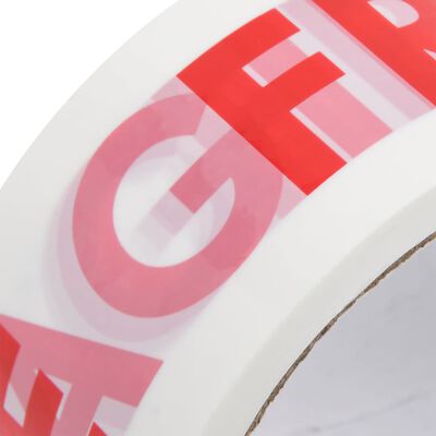 vidaXL Paketklebeband 12 Stk. FRAGILE Aufdruck Weiß 48 mm x 66 m