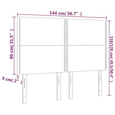 vidaXL LED Kopfteil Schwarz 144x5x118/128 cm Kunstleder