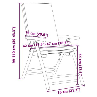 vidaXL 3-tlg. Bistro-Set Klappbar mit Cremeweißen Kissen Bambus