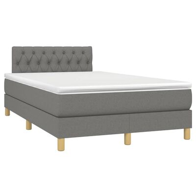 vidaXL Boxspringbett mit Matratze & LED Dunkelgrau 120x190 cm Stoff