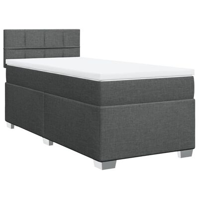 vidaXL Boxspringbett mit Matratze Dunkelgrau 100x200 cm Stoff