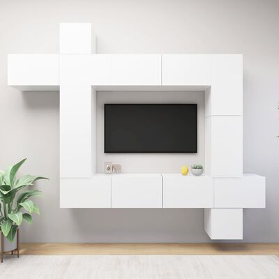 vidaXL 9-tlg. TV-Schrank-Set Weiß Holzwerkstoff