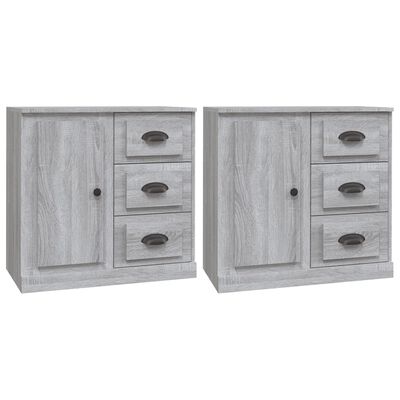 vidaXL Sideboards 2 Stk. Grau Sonoma Holzwerkstoff