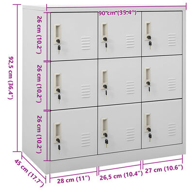 vidaXL Schließfachschrank Hellgrau 90x45x92,5 cm Stahl