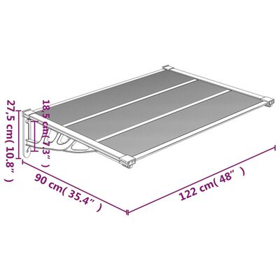 vidaXL Türvordach Grau und Transparent 122x90 cm Polycarbonat