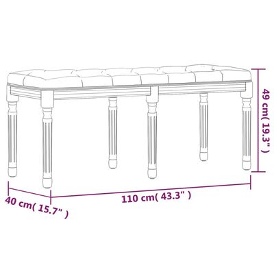 vidaXL Sitzbank Schwarz 110x40x49 cm Samt