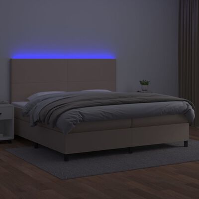 vidaXL Boxspringbett mit Matratze & LED Cappuccino-Braun 200x200cm