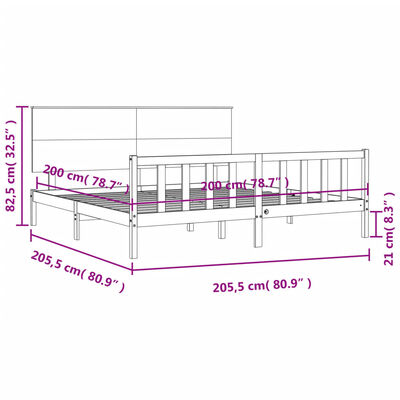 vidaXL Massivholzbett mit Kopfteil Schwarz 200x200 cm