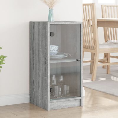 vidaXL Beistellschrank mit Glastüren Grau Sonoma 35x37x75,5 cm