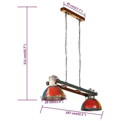 vidaXL Hängelampe Industrie-Stil 25 W Mehrfarbig 111 cm E27