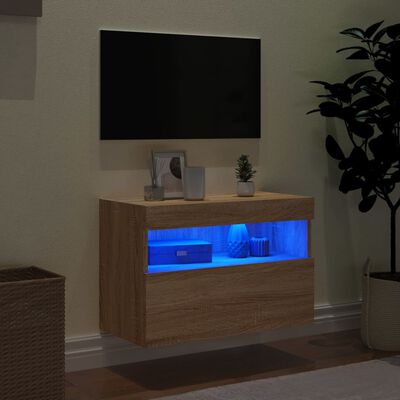 vidaXL TV-Wandschrank mit LED-Leuchten Sonoma-Eiche 60x30x40 cm