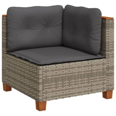 vidaXL 7-tlg. Garten-Sofagarnitur mit Kissen Grau Poly Rattan