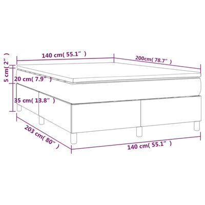 vidaXL Boxspringbett mit Matratze Dunkelgrau 140x200 cm Samt