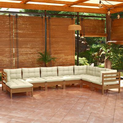 vidaXL 8-tlg. Garten-Lounge-Set mit Kissen Honigbraun Kiefernholz