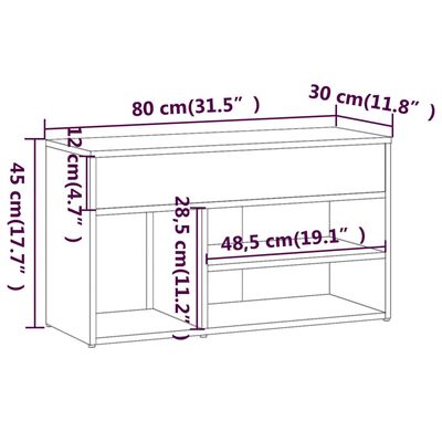 vidaXL Schuhbank Grau Sonoma 80x30x45 cm Holzwerkstoff