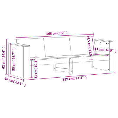 vidaXL 2-tlg. Garten-Lounge-Set Weiß Massivholz Kiefer