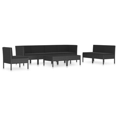 vidaXL 9-tlg. Garten-Lounge-Set mit Auflagen Poly Rattan Schwarz