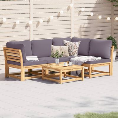 vidaXL 5-tlg. Garten-Lounge-Set mit Kissen Massivholz Akazie