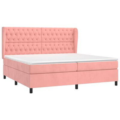 vidaXL Boxspringbett mit Matratze Rosa 200x200 cm Samt