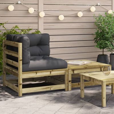 vidaXL Garten-Ecksofa mit Kissen und Hocker