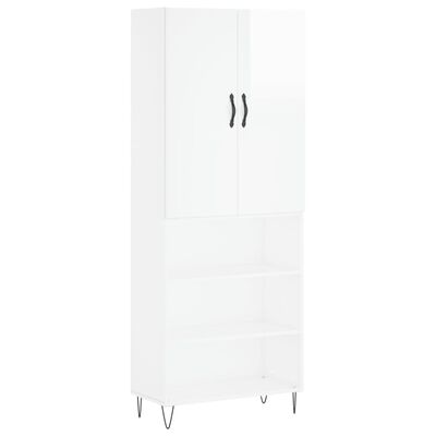 vidaXL Highboard Hochglanz-Weiß 69,5x34x180 cm Holzwerkstoff