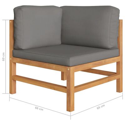 vidaXL 6-tlg. Garten-Lounge-Set mit Grauen Kissen Massivholz Teak