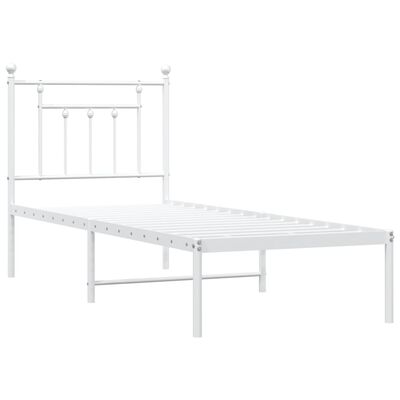 vidaXL Metallbett ohne Matratze mit Kopfteil Weiß 75x190 cm