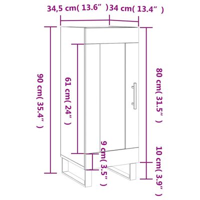 vidaXL Sideboard Räuchereiche 34,5x34x90 cm Holzwerkstoff