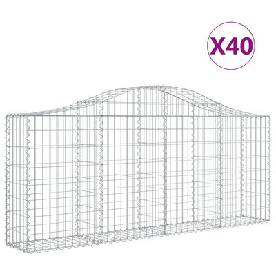 vidaXL Gabionen mit Hochbogen 40 Stk. 200x30x80/100cm Verzinktes Eisen