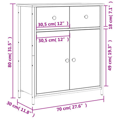 vidaXL Sideboard Räuchereiche 70x30x80 cm Holzwerkstoff