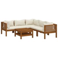 vidaXL 6-tlg. Garten-Lounge-Set mit Creme Kissen Massivholz Akazie