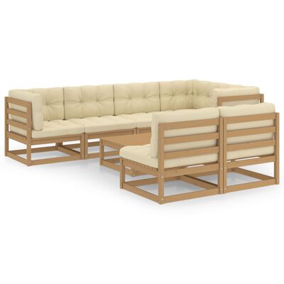 vidaXL 8-tlg. Garten-Lounge-Set mit Kissen Massivholz Kiefer