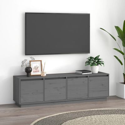 vidaXL TV-Schrank Grau 156x37x45 cm Massivholz Kiefer