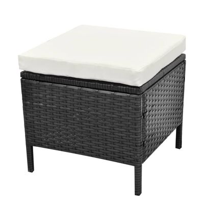 vidaXL 4-tlg. Garten-Lounge-Set mit Auflagen Poly Rattan Schwarz