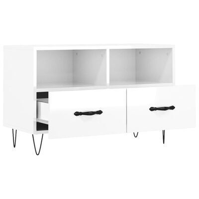 vidaXL TV-Schrank Hochglanz-Weiß 80x36x50 cm Holzwerkstoff