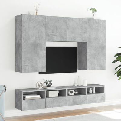 vidaXL TV-Wandschränke 2 Stk. Betongrau 80x30x30 cm Holzwerkstoff