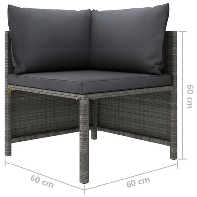 vidaXL 5-tlg. Garten-Lounge-Set mit Kissen Poly Rattan Grau