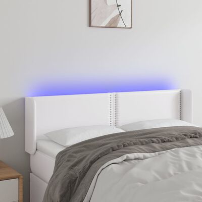 vidaXL LED Kopfteil Weiß 147x16x78/88 cm Kunstleder