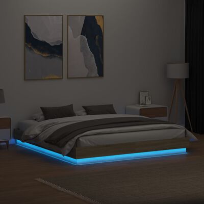 vidaXL Bettgestell mit LED Sonoma-Eiche 200x200 cm