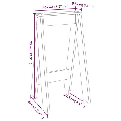 vidaXL Hocker 2 Stk. Weiß 40x40x75 cm Massivholz Kiefer