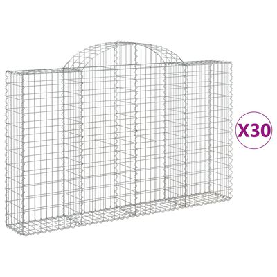 vidaXL Gabionen mit Hochbogen 30Stk. 200x30x120/140cm Verzinktes Eisen